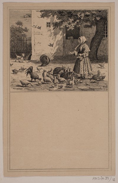 Im Hühnerhof. Nr. 11 in Chr. Winther und M. Rørbye, "25 Bilder für kleine Kinder" von Johan Adolph Kittendorff