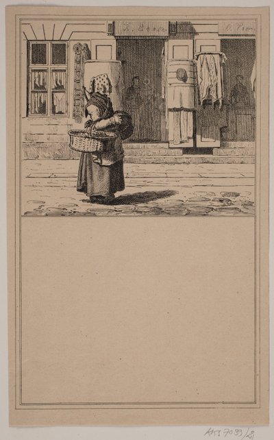 Frau am Kramladen. Nr. 20 in Chr. Winther und M. Rørbye, "25 Bilder für kleine Kinder" von Johan Adolph Kittendorff