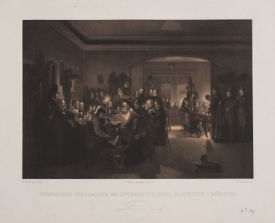 Künstler versammelt am Abend im Fincks Kaffeehaus in München von Johan Adolph Kittendorff