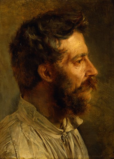 Bärtiger Arbeiterkopf im Profil von Adolph Menzel