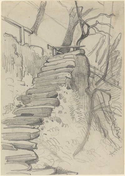 Steintreppe in einem Garten von Adolph Menzel