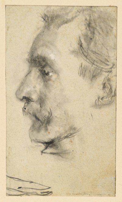 Gesichtsprofil eines Mannes mit Schnurrbart von Adolph Menzel