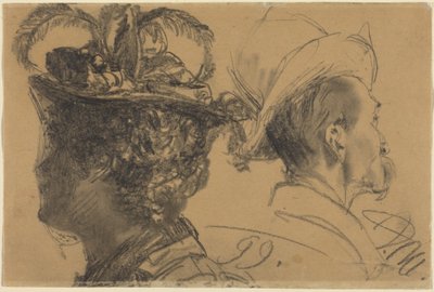 Köpfe eines Mannes und einer Frau von Adolph Menzel