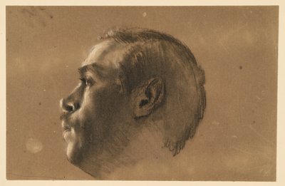 Männlicher Kopf im Profil nach links. Modellstudie zu "Friedrich und die Seinen bei Hochkirch" von Adolph Menzel