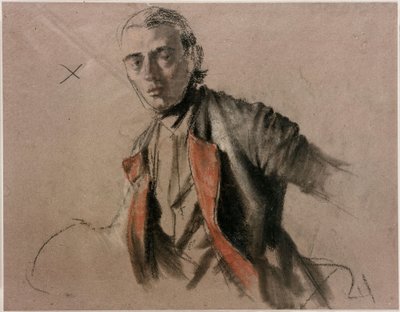 Modellstudie (Richard Menzel) als General von Stille für das Gemälde "Die Tafelrunde Friedrichs des Großen in Sanssouci" von Adolph Menzel