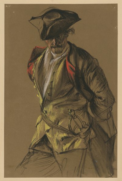 Modellstudie zum Fürsten Leopold von Anhalt-Dessau. Kniestück nach links von Adolph Menzel