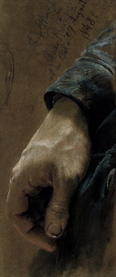 Meine rechte Hand, gezeichnet mit meiner linken Hand, 1848 von Adolph Menzel