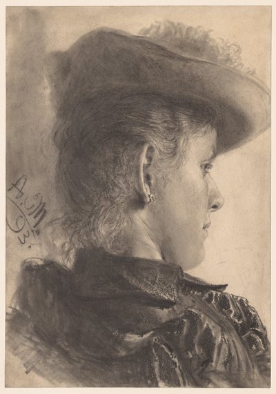 Büste einer Frau, von hinten gesehen von Adolph Menzel