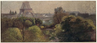Der Eiffelturm, gesehen vom Delessert-Garten von Adolphe Ernest Gumery