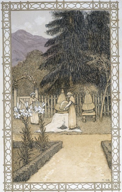 Das Leben der Bienen: die Arbeit der Imkerei - Zeichnung von A. Giraudon von Adolphe Giraudon