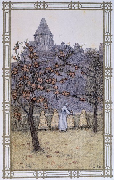 Das Leben der Bienen: die Arbeit der Imkerei - Zeichnung von A. Giraudon von Adolphe Giraudon