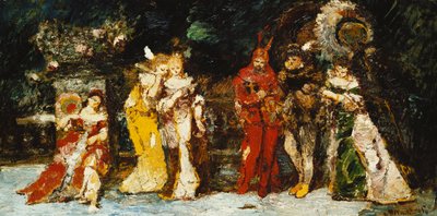 Figuren auf einem Deck mit Faust und Mephisto; Personnages sur une Terrasse avec Fauste et Mephisto, ca. 1875-1880 von Adolphe Joseph Thomas Monticelli