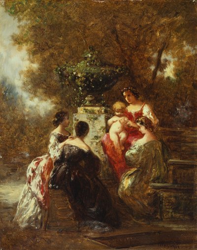 Figuren in einem Park von Adolphe Joseph Thomas Monticelli