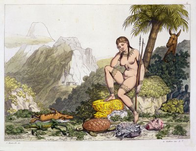 Südamerikanische Indianerfrau, graviert von Gallo Gallina von Adolphe Joseph Thomas Monticelli