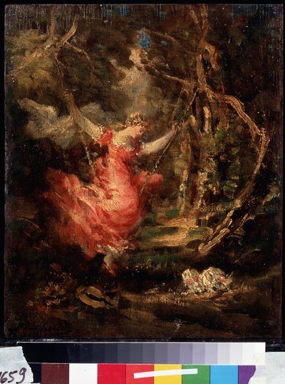 Auf der Schaukel. von Adolphe Joseph Thomas Monticelli