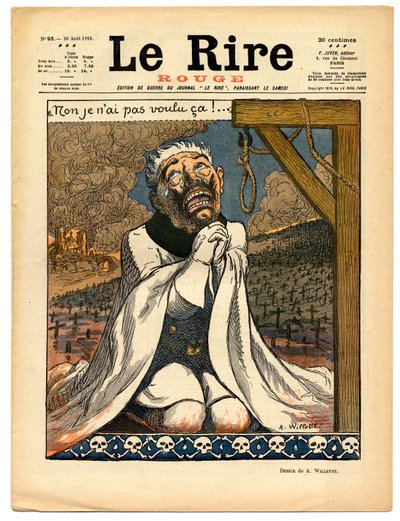 Cover von „Das Rote Lachen“, satirisch in Farben von Adolphe Leon Willette