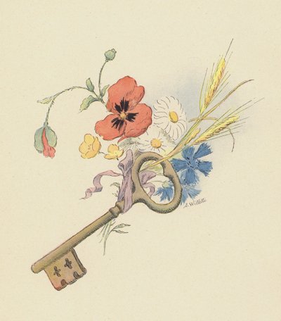 Schlüssel und Blumen von Adolphe Leon Willette