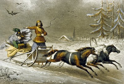 Ein Schlitten im Schnee, Russland von Adolphe Rouargue