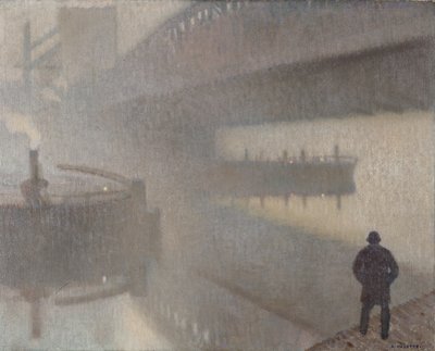 Unter der Windsor-Brücke am Irwell, Manchester von Adolphe Valette