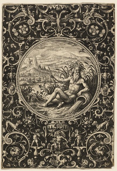 Neptun als Flussgott, Platte zwei aus Das Urteil des Paris von Adriaen Collaert