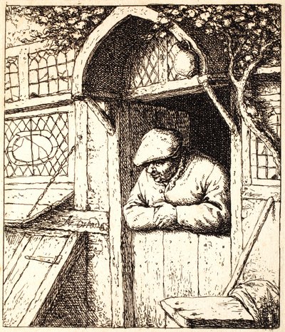 Mann, der sich an seine Tür lehnt, ca. 1672 von Adriaen Jansz. van Ostade