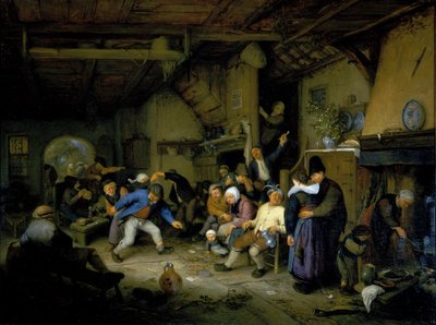 Bauern tanzen in einer Taverne von Adriaen Jansz. van Ostade