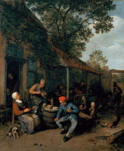 Bauern rauchen und feiern vor einer Taverne, 1676 von Adriaen Jansz. van Ostade