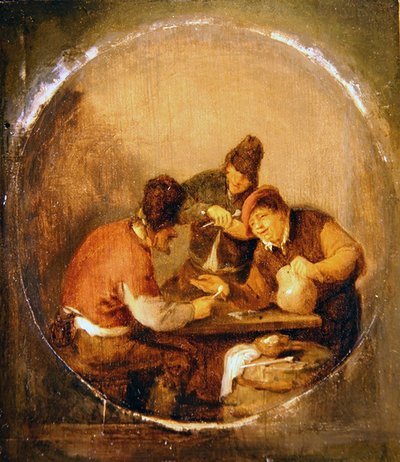 Drei Bauern trinken und rauchen in einer Taverne von Adriaen Jansz. van Ostade