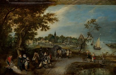 Landschaft mit Figuren und einem Dorffest von Adriaen Pietersz van de Venne