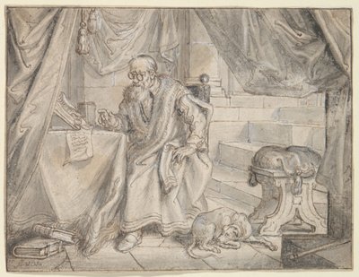 Studie zu „Der Mann mit der Brille spricht“ von Adriaen Pietersz van de Venne