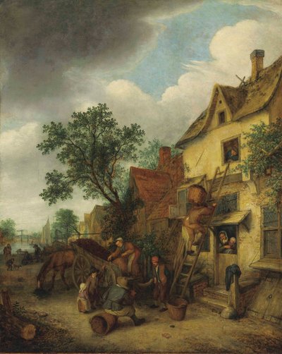 Bauern beim Torfabladen von Adriaen van Ostade