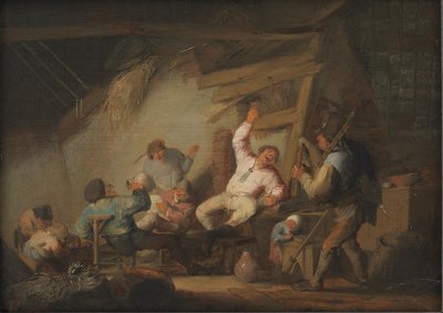 Fröhliches Treiben in einem Bauernhaus von Adriaen van Ostade
