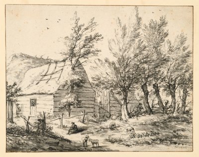 Bauernhof hinter einer Reihe von Kopfweiden von Adriaen van de Velde