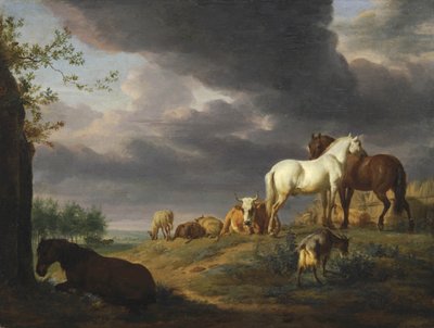 Landschaft mit Pferden und anderem Vieh von Adriaen van de Velde