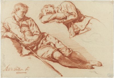 Zwei Studien eines ruhenden Hirten von Adriaen van de Velde