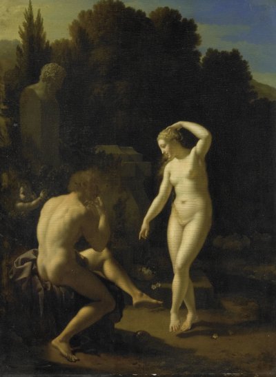 Eine Nymphe tanzt zur Flöte eines Hirten von Adriaen van der Werff