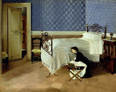 Innenraum mit einer Figur von Adriano Cecioni