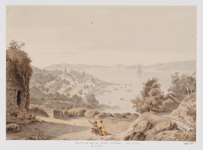Ansicht von Ternate und der Reede von Ternate, die Westküste von Halmahera, Nord-Molukken von Adrianus Johannes Bik