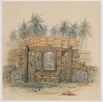 Korallensteinmauer mit gerahmter Öffnung zum Dorf Dula (Dullah), Insel Dullah, Kai-Inseln, Südost-Molukken von Adrianus Johannes Bik