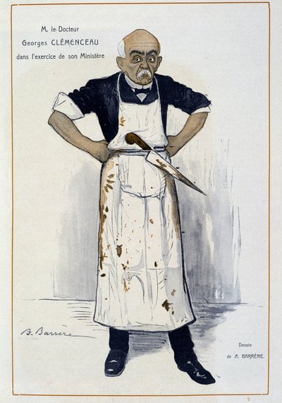 Clémenceau als Metzger - von Barrère, in „Fantasio“ vom 01.10.1906 von Adrien Barrere