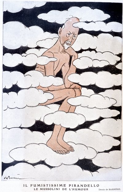 Porträt von Luigi Pirandello (1867 - 1936), italienischer Dramatiker - Illustration von Adrien Barrère (1877-1931) in „Fantasio“ vom 01.08.1925 von Adrien Barrere