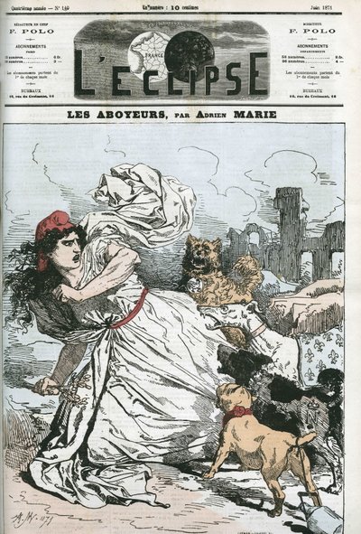 Bellen, die Republik verfolgt von royalistischen oder bonapartistischen Hunden. Cover in „L
