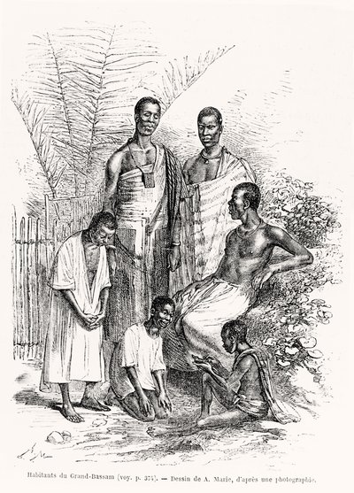 Einwohner von Grand-Bassam, Illustration aus Le Tour du Monde, 1868 von Adrien Emmanuel Marie