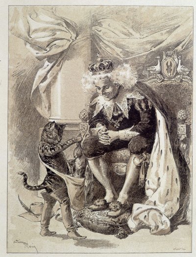 Der gestiefelte Kater - in „Les Contes de Fées“ von Charles Perrault, Illustrationen von Adrien Marie von Adrien Emmanuel Marie
