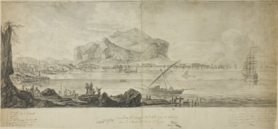 Ansicht der Stadt und des Hafens von Palermo mit Blick auf den Monte Pellegrino von Adrien Manglard