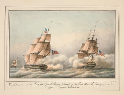 Kampf am 23. August 1812 von der Fregatte Le President der Vereinigten Staaten geführt von Adrien Victor Auger