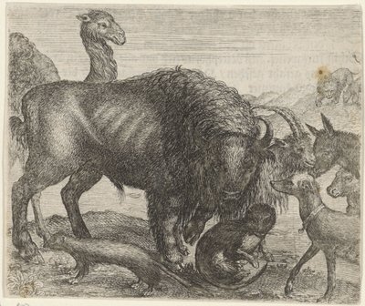 Fabel vom Bison und den anderen Tieren von Egidius  Sadeler (II)