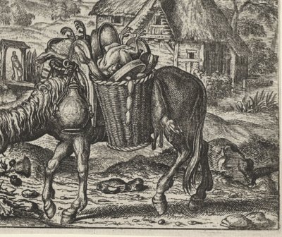 Fabel vom Esel beladen mit Leckereien von Egidius  Sadeler (II)