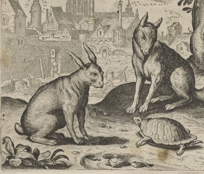 Fabel von der Schildkröte und dem Hasen von Egidius  Sadeler (II)