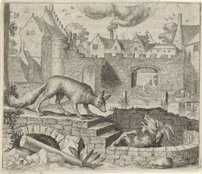 Fabel von Fuchs und Ziege von Egidius  Sadeler (II)